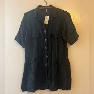 Black wrinkle shirt 100% cotton Medium NWT